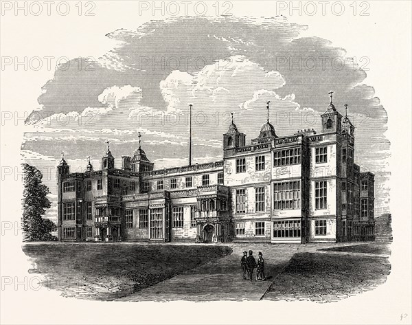 The West Front, Audley End, UK, England, engraving 1870s, Britain