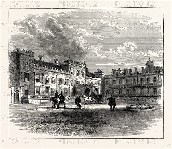 Welbeck, West Front and Oxford Wing, UK, England, engraving 1870s, Britain
