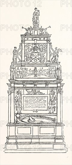 Sutton's Monument, Charter House, London, England, engraving 19th century, Britain, UK