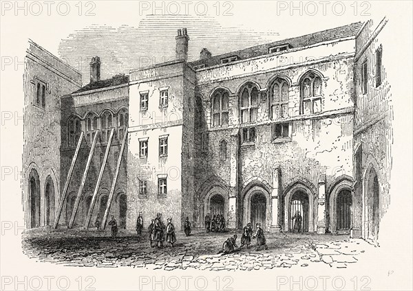 North side Priory Cloisters, London, England, engraving 19th century, Britain, UK