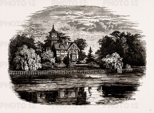 POPE'S VILLA, UK, engraving 1881 - 1884, Alexander Pope, 1688 - 1744, English Poet