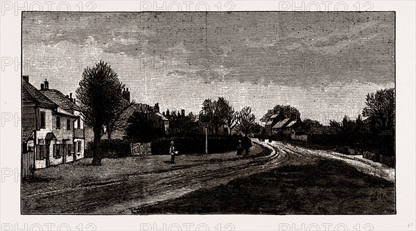 HADLEY GREEN SITE OF THE BATTLE OF BARNET, UK, engraving 1881 - 1884