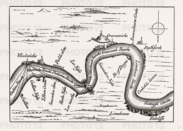 THE THAMES, FROM RATCLIFFE TO WOOLWICH IN 1588, UK