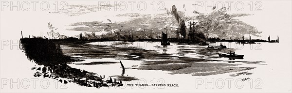 The Thames, Barking Reach, UK, engraving 1881 - 1884