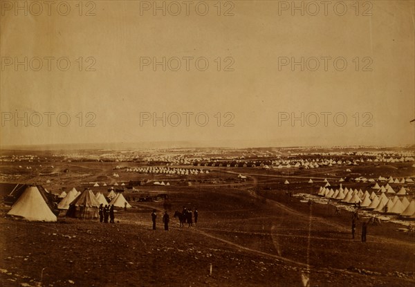 Plateau of Sebastopol: Allied camp on the plateau before Sebastopol, Crimean War, 1853-1856, Roger Fenton historic war campaign photo
