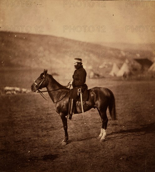 Colonel Shewell, C.B., commanding Hussar Brigade, Crimean War, 1853-1856, Roger Fenton historic war campaign photo