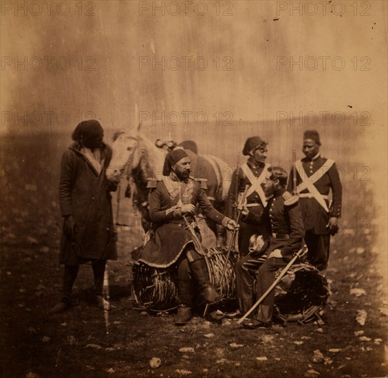 Ismail Pacha & Mr. Thompson of the Commissariat, Crimean War, 1853-1856, Roger Fenton historic war campaign photo