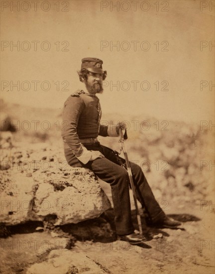 Lieutenant Gayner [i.e., Gaynor], 47th Regiment, Crimean War, 1853-1856, Roger Fenton historic war campaign photo