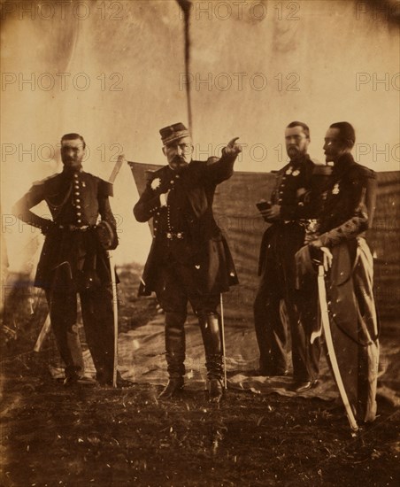 General Bosquet giving orders to his staff, Crimean War, 1853-1856, Roger Fenton historic war campaign photo