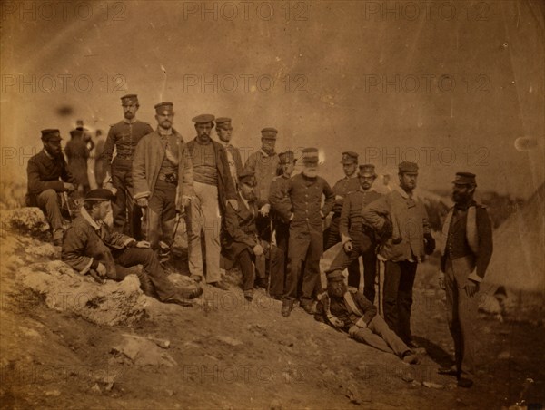 Group of officers of the 17th Regiment, Crimean War, 1853-1856, Roger Fenton historic war campaign photo