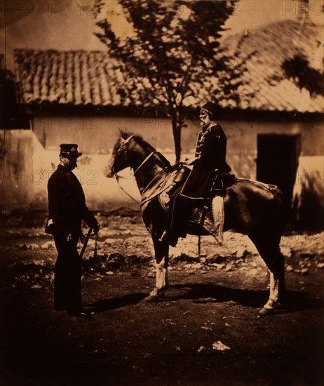 Omar Pacha & Colonel Simmons, Queen's Commisioner at the head quarters of the Ottoman army, Crimean War, 1853-1856, Roger Fenton historic war campaign photo