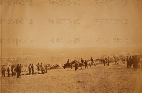 Looking towards Balaclava, Turkish camp in the distance to the right, Crimean War, 1853-1856, Roger Fenton historic war campaign photo