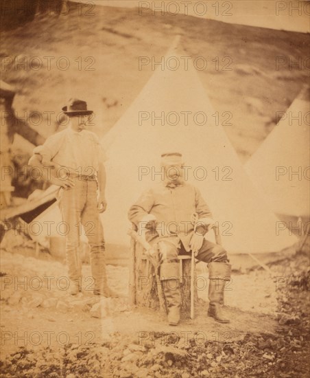 Captain George, 4th Light Dragoons & servant, Crimean War, 1853-1856, Roger Fenton historic war campaign photo
