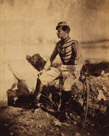 Captain Thomas, aide-de-camp to General Bosquet, Crimean War, 1853-1856, Roger Fenton historic war campaign photo