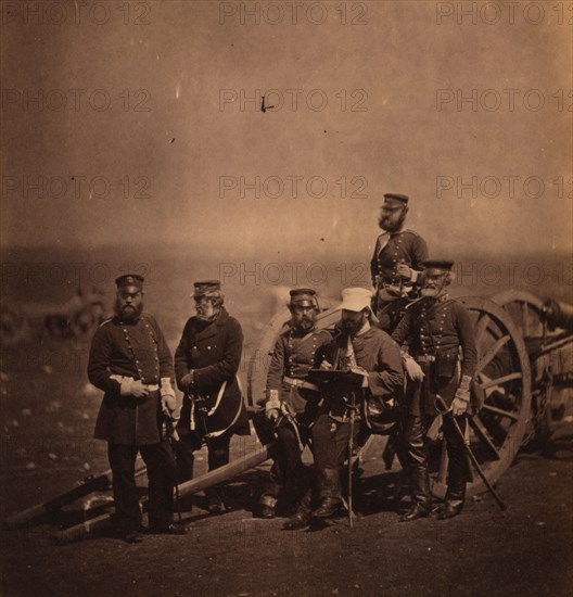 Captain Barlow, Captain Trevor, Captain Hall, Captain Dwyer, Major Budd, Captain Hammersley, 14th Regiment, Crimean War, 1853-1856, Roger Fenton historic war campaign photo