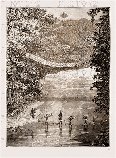 SUSPENSION BRIDGE OVER THE LULINDI, AFRICA, 1876