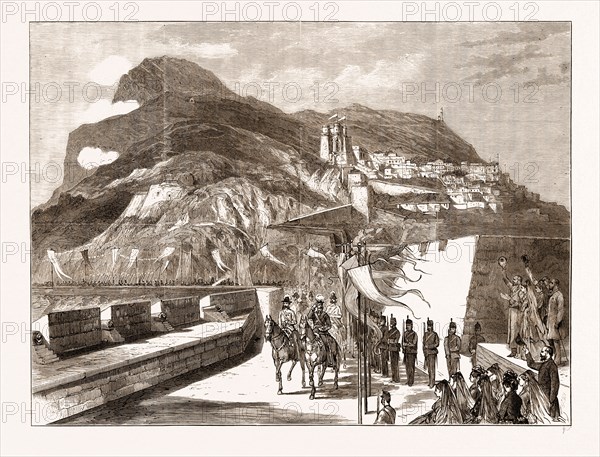 THE PRINCE OF WALES AT GIBRALTAR: ON THE WAY TO CASEMATE SQUARE, 1876