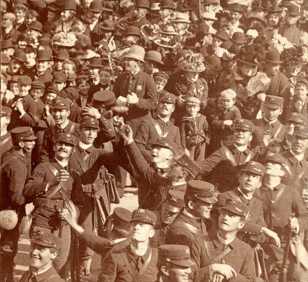 Soldiers at the Dewey Parade, New York, US. 1899, Vintage photography
