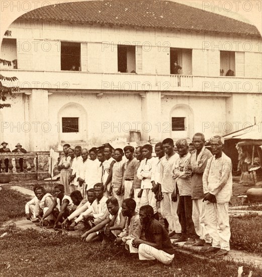 Filipino Prisoners of War at Pasig, Philippines 1899, 19th century, Vintage photography