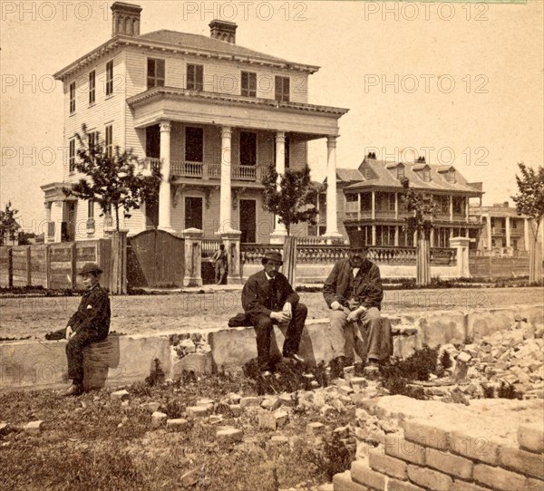 House where the Union officers were confined under fire, Broad St., Charleston, S.C., USA, US, Vintage photography