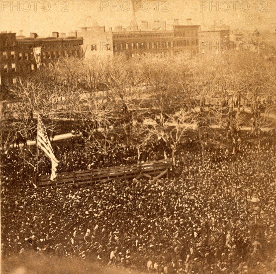 The great Union meeting in Union Square, New York, April 20, 1861, USA, US, Vintage photography