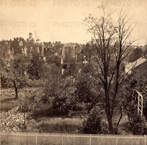 General View, Chambersburg, Franklin Co., Pa., destroyed by the rebels under McCausland, July 30th, 1864, USA, US, Vintage photography