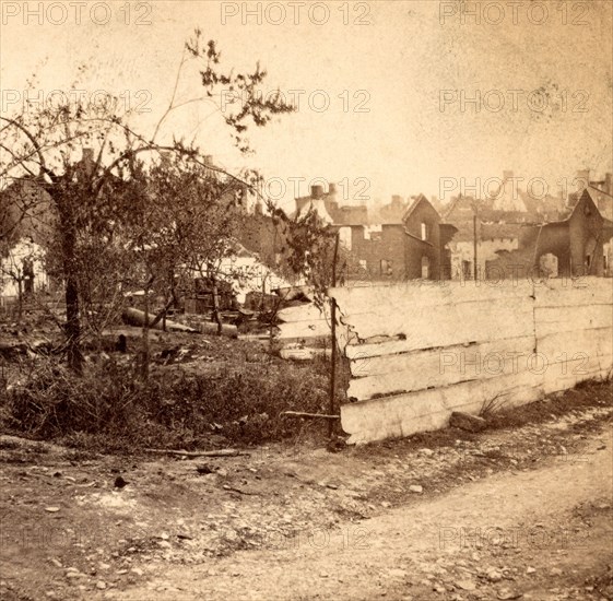 Market Street near Second - looking south-west, Chambersburg, Franklin Co., Pa., destroyed by the rebels under McCausland, July 30th, 1864., USA, US, Vintage photography
