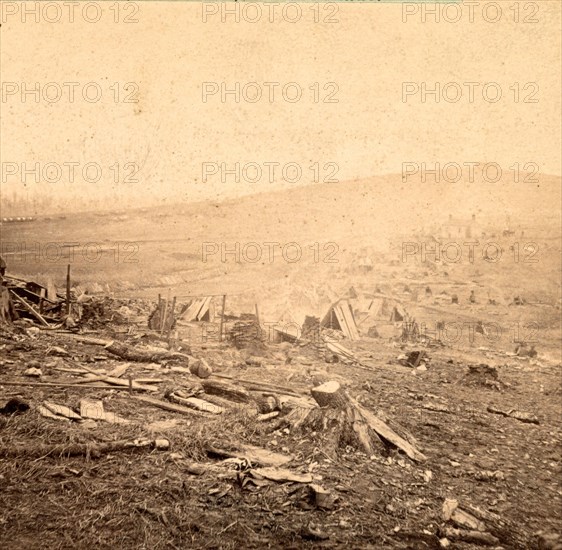 View of the outer trenches on the last day of the battle in front of Nashville, Tenn., Dec. 16, 1864, showing the ground where the most desperate charges were made, USA, US, Vintage photography