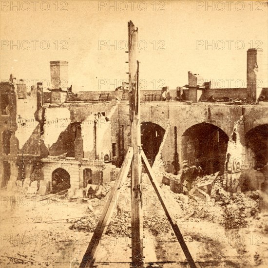 Ruins of Fort Sumter, Charleston Harbor, S.C. Fort Sumter is a Third System masonry sea fort located in Charleston Harbor, South Carolina. The fort is best known as the site upon which the shots that started the American Civil War were fired, at the Battle of Fort Sumter on April 12, 1861. , Vintage photography