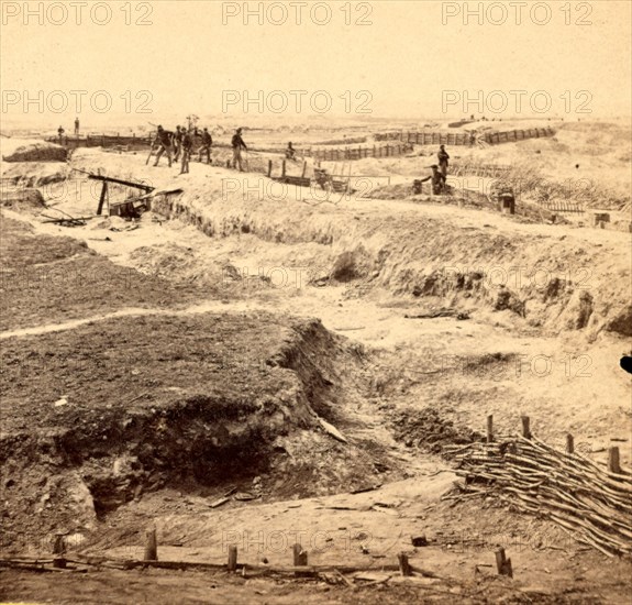 Interior of the rebel works in front of Petersburgh (i.e. Petersburg), Va. View taken April 3, 1865, US, USA, America, Vintage photography