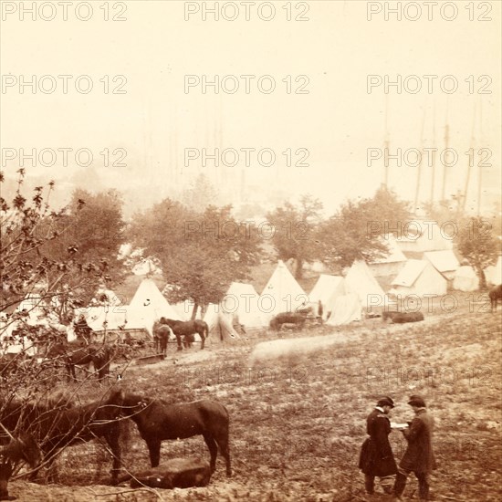Encampment at Cumberland Landing, Va., US, USA, America, Vintage photography