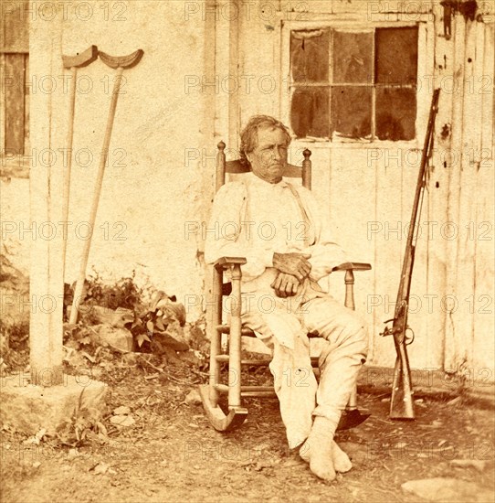 John L. Burns, the old hero of Gettysburgh (i.e. Gettysburg), recovering from his wounds, US, USA, America, Vintage photography