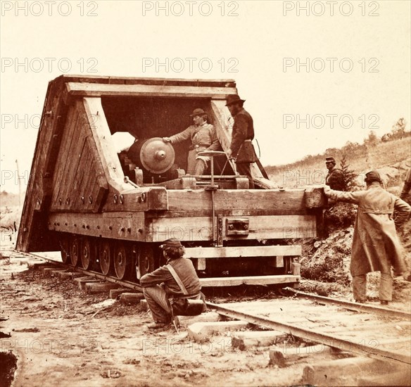 Railroad battery before Petersburg, US, USA, America, Vintage photography