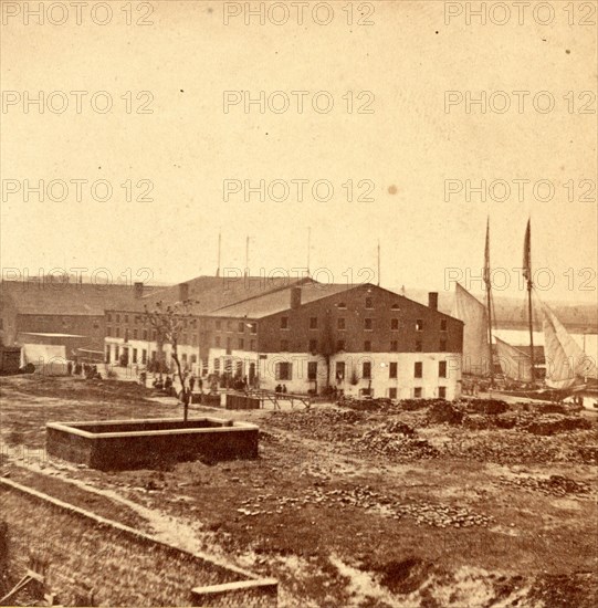 Libbey (i.e. Libby) Prison from Union Hotel, Richmond, US, USA, America, Vintage photography