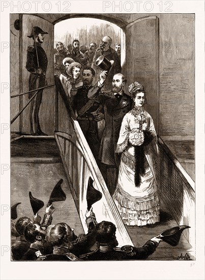 RECEPTION OF THE PRINCE OF WALES AT PORTSMOUTH, UK, 1876: THE ROYAL PARTY LEAVING THE "SERAPIS"