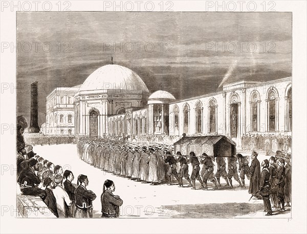 THE EASTERN QUESTION: FUNERAL PROCESSION OF THE LATE SULTAN ENTERING THE MAUSOLEUM OF SULTAN MAHMOUD IL, ISTANBUL, TURKEY, 1876