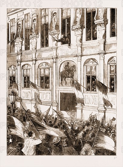 M. GAMBETTA PROCLAIMING THE DEPOSITION OF NAPOLEON III. AND THE ESTABLISHMENT OF THE REPUBLIC FROM THE HOTEL DE VILLE, PARIS, FRANCE, SEPT. 4, 1870