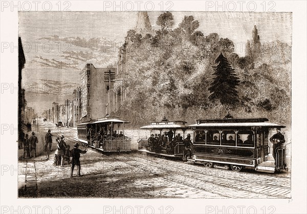 HALLIDIE'S PATENT CABLE TRAMWAY SYSTEM, WORKED WITHOUT HORSES OR LOCOMOTIVES, 1883