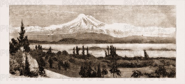 MOUNT BAKER AND SAN JUAN ISLAND AS SEEN THROUGH A FIELD GLASS FROM GOVERNMENT HOUSE, VICTORIA, CANADA, 1883