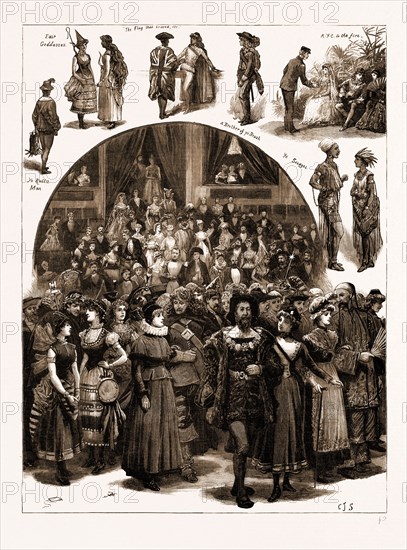 FANCY DRESS BALL AT THE ROYAL ALBERT HALL IN AID OF THE BOLINGBROKE HOUSE PAY HOSPITAL, LONDON, UK, 1883