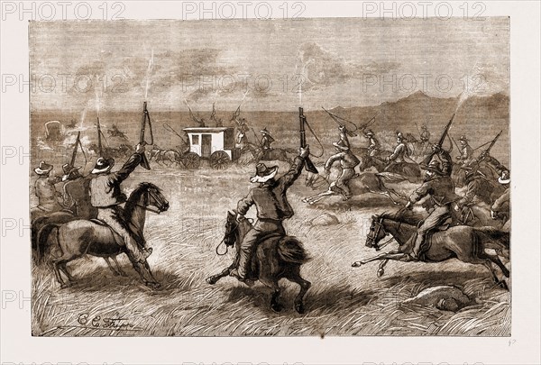 THE TRANSVAAL DIFFICULTY, SOUTH AFRICA, 1883: LOYAL BOERS RECEIVING A VISITOR OF NOTE