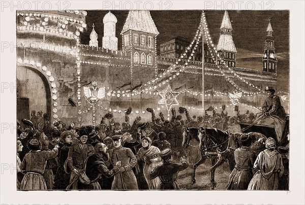 THE CORONATION OF THE CZAR OF RUSSIA, 1883: REJOICINGS AFTER THE CORONATION: THE KREMLIN ILLUMINATED