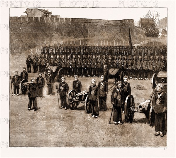 THE THREATENED WAR BETWEEN FRANCE AND CHINA, 1883: A FIELD BATTERY OF THE "GREEN TURBANS," OR FOREIGN-DRILLED CHINESE TROOPS