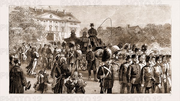 FUNERAL OF THE LATE COMTE DE CHAMBORD: THE FUNERAL PROCESSION LEAVING THE CASTLE, FROHSDORF, FOR THE RAILWAY STATION, 1883