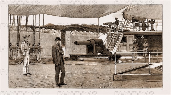 THE FRENCH IN MADAGASCAR, THE ARREST AND IMPRISONMENT OF THE REV. G.A. SHAW, 1883: MR. SHAW'S DAILY PROMENADE OF AN HOUR ON THE DECK OF THE "FLORE"