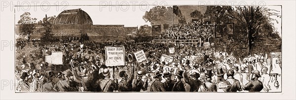 SIR STAFFORD NORTHCOTE IN ULSTER: THE GREAT CONSERVATIVE AND ORANGE MEETING IN THE BOTANIC GARDENS, BELFAST, OCTOBER 6, 1883