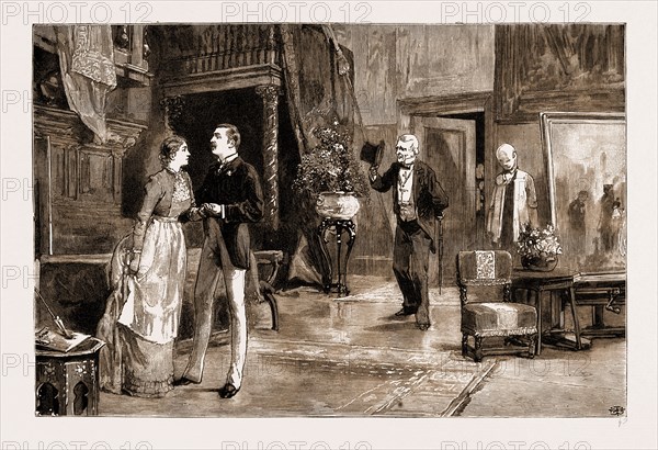 SCENE IN ACT IV. OF "YOUNG FOLKS' WAYS," THE NEW PLAY AT THE ST. JAMES'S THEATRE, LONDON, UK, 1883: "OLD MAN" ROGERS: "Don't ye mind me, chil'n! 'Taint nothing to be ashamed on. It's something to be proud of."
