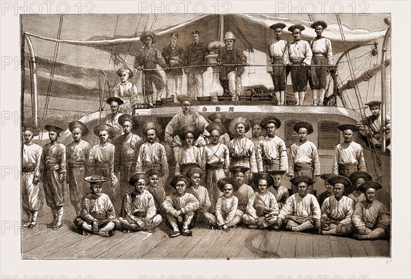 THE IMPENDING WAR BETWEEN FRANCE AND CHINA, 1883: FOREIGN-DRILLED CREW OF A CHINESE GUN-VESSEL