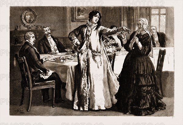 THIRLBY HALL, DRAWN BY WILLIAM SMALL, 1883; "I've had enough of you and your wheedling ways. You'd better keep out of reach of my arm."