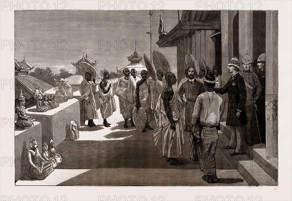 WITH LORD DUFFERIN IN BURMA: THE VICEROY AT MANDALAY RETURNING BUDDHIST IMAGES TO THE ARCHBISHOP AND PRIESTS, 1886